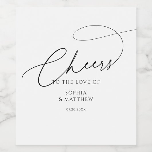 Cheers Script Typography White Wedding Weinetikett (Einzelnes Label)