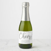 CHEERS SILVER GOLD GLITTER Sparkling Wine Label Schaumweinetikett (Vorderseite)