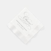 Cheers Silver Gray Calligraphy Custom Wedding Serviette (Ecke)