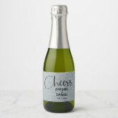 Cheers SILVER Imitats Glitzer Wedding Mini Schaumweinetikett (Vorderseite)