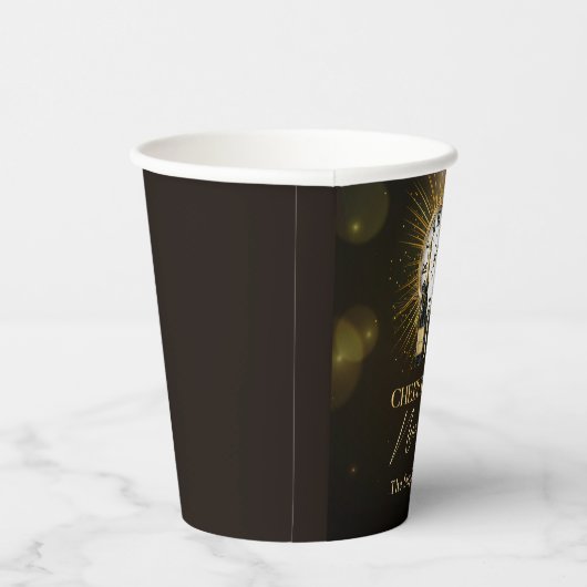 Cheers Silvester Party 2025 Gold Champagner Pappbecher (Rechts)