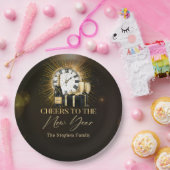 Cheers Silvester Party 2025 Gold Champagner Pappteller (Party)