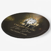 Cheers Silvester Party 2025 Gold Champagner Pappteller (Schrägansicht)