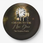 Cheers Silvester Party 2025 Gold Champagner Pappteller (Vorderseite)