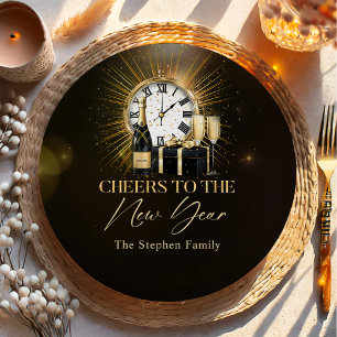 Cheers Silvester Party 2025 Gold Champagner Pappteller