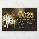 Cheers Silvester Party 2025 Gold Champagner Schaumweinetikett (Einzelnes Label)