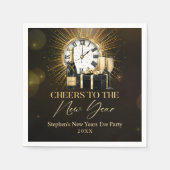 Cheers Silvester Party 2025 Gold Champagner Serviette (Vorderseite)