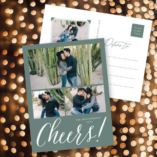 Cheers Simple Script Calligrafy New Year Foto Feiertagspostkarte