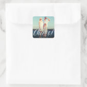 Cheers Simple Script Calligrafy New Year Foto Quadratischer Aufkleber (Tasche)