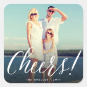 Cheers Simple Script Calligrafy New Year Foto Quadratischer Aufkleber (Vorderseite)