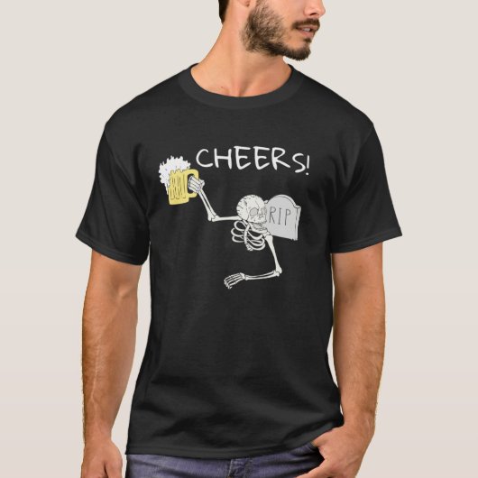 Cheers Skeleton St Patricks Day Octoberfest Beer D T-Shirt (Vorderseite)