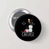 Cheers Snowman Beer and Wine Christmas Button (Vorne & Hinten)