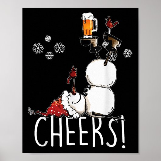 Cheers Snowman Beer and Wine Christmas Poster (Vorne)