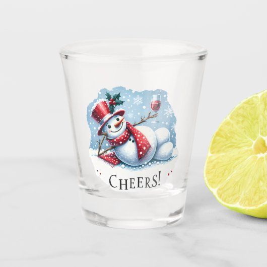 Cheers Snowman Drink Wine Schnapsglas (Vorderseite)
