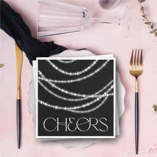 Cheers Sparkling Lights Chic Silvester Party Serviette