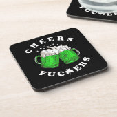 Cheers St Patricks Day Beer Drink Funny Getränkeuntersetzer (Linke Seite)