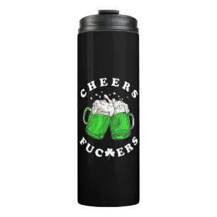 Cheers St Patricks Day Beer Drink Funny Thermosbecher