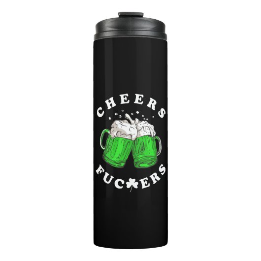 Cheers St Patricks Day Beer Drink Funny Thermosbecher (Vorderseite)