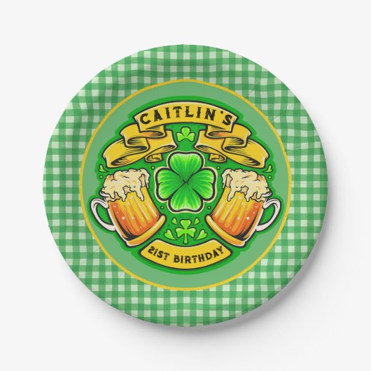 Cheers St Patricks Day Kleeblatt 21. Geburtstag Pappteller (Vorderseite)