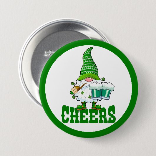 Cheers St. Patrick's Day Leprechaun Button (Vorne & Hinten)