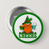 Cheers St. Patricks Day Leprechaun Button (Vorne & Hinten)