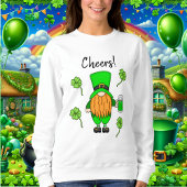 Cheers St Patrick's Day Leprechaun | Grünes Bier Sweatshirt
