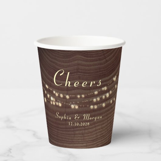 Cheers String Lights Hochzeitspapier Cups Pappbecher (Vorderseite)