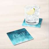 Cheers teal modern art wash paper coasters rechteckiger pappuntersetzer (Vor Ort)