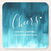 Cheers teal modern art wash paper coasters rechteckiger pappuntersetzer (Vorderseite)