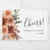Cheers Terracotta Botanic Wedding Sparkling Wine L Schaumweinetikett (Einzelnes Label)