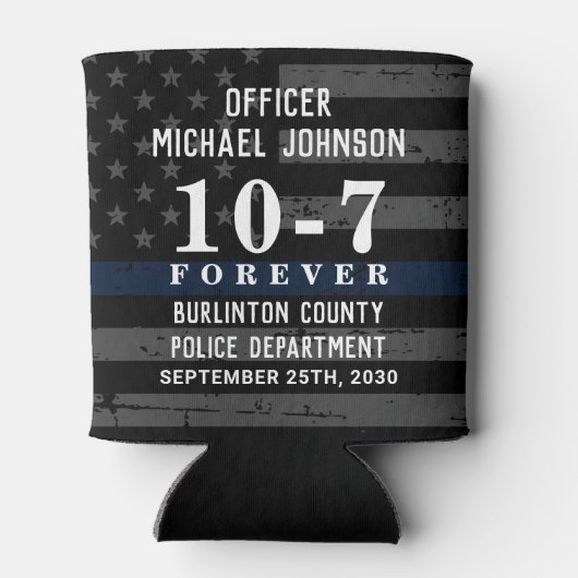 Cheers Thin Blue Line Custom Police Retirement Dosenkühler (Rückseite)