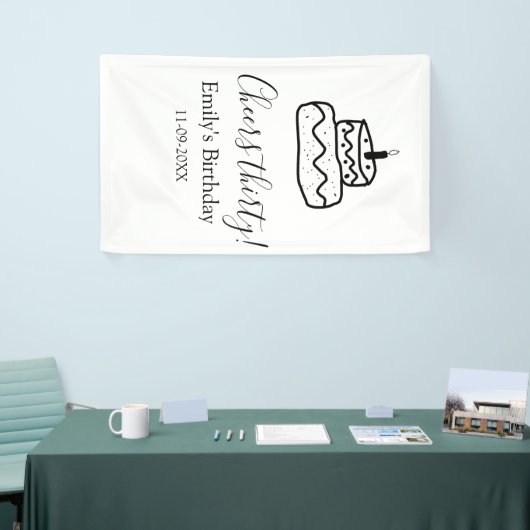 Cheers thirty birthday cake black scribble hand banner (Messeveranstaltung)
