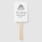 Cheers thirty birthday cake black scribble hand fächer (Rückseite)