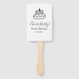 Cheers thirty birthday cake black scribble hand fächer
