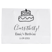 Cheers thirty birthday cake black scribble hand große geschenktüte (Rückseite)