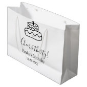 Cheers thirty birthday cake black scribble hand große geschenktüte (Vorderseite Schrägansicht)