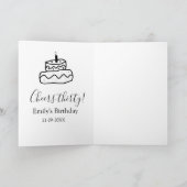 Cheers thirty birthday cake black scribble hand karte (Innenseite)