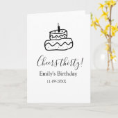 Cheers thirty birthday cake black scribble hand karte (Gelbe Blume)