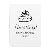 Cheers thirty birthday cake black scribble hand magnet (Vertikal)