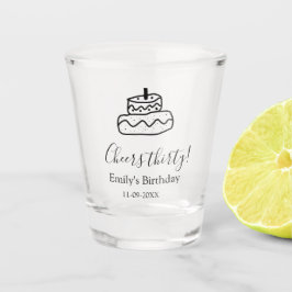 Cheers thirty birthday cake black scribble hand schnapsglas