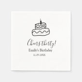 Cheers thirty birthday cake black scribble hand serviette (Vorderseite)