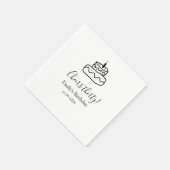 Cheers thirty birthday cake black scribble hand serviette (Ecke)