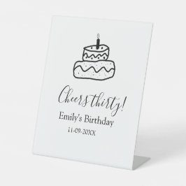 Cheers thirty birthday cake black scribble hand sockelschild