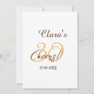 Cheers thirty birthday charcoal brown orange bold  einladung