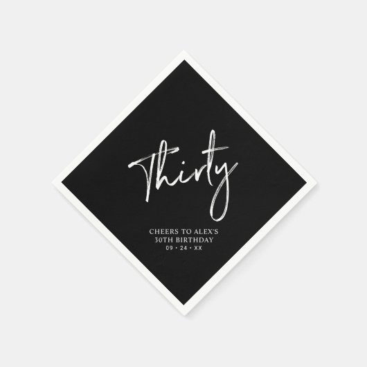 Cheers Thirty | Black Modern Adult 30. Geburtstag Serviette (Ecke)
