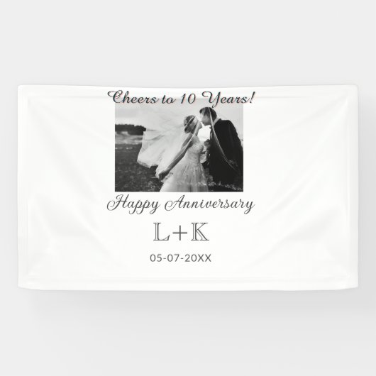 Cheers to 10 Years happy anniversary add photo dat Banner (Horizontal)