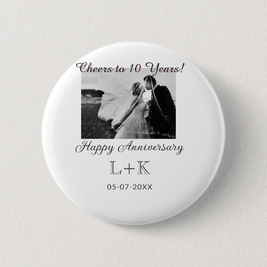 Cheers to 10 Years happy anniversary add photo dat Button (Vorderseite)