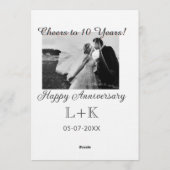Cheers to 10 Years happy anniversary add photo dat Einladung (Rückseite)