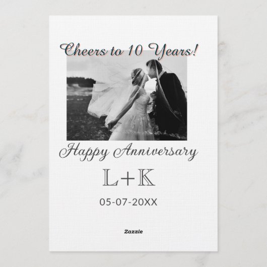 Cheers to 10 Years happy anniversary add photo dat Einladung (Rückseite)