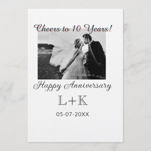 Cheers to 10 Years happy anniversary add photo dat Einladung (Vorderseite)